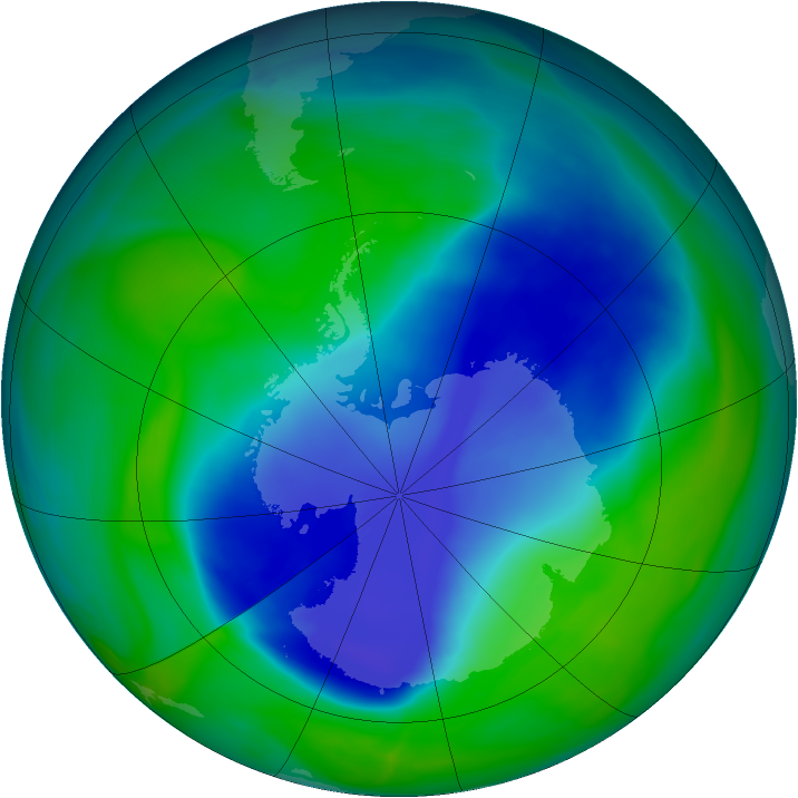 Antarctic ozone map for 01 December 2006